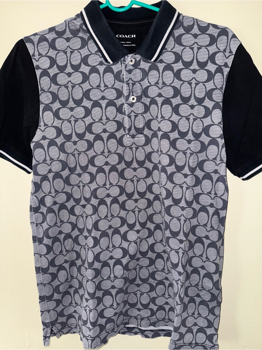 Coach Men’s Gray & Black Signature Logo Polo